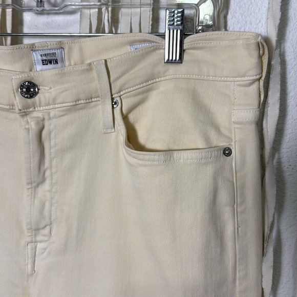 Anthropologie | Edwin Cream Denim Cropped Straight Leg Size 32 - Picture 2 of 10